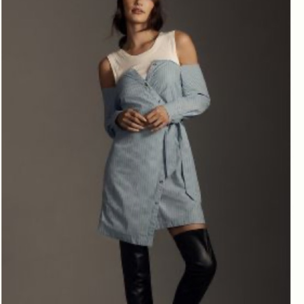 Anthropologie Long-Sleeve Wrap Mini Dress